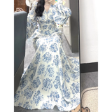 Niulatu Retro A Line V Neckline Long Sleeves Chiffon Ankle length Prom Dresses Birthday Outfits SD541