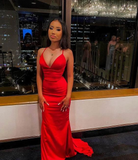 Niulatu Red Mermaid Evening Dresses Backless Party Dress for Wedding HZ1007