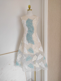 Niulatu A line Ivory Blue Lace Party Dress Holiday Birthday Outfits For Women SD366