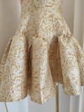 Niulatu Ball Gown Strapless Travel Vacation Dresses Short Satin Gold Birthday Dress SD321