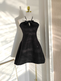 Niulatu A line Halter Black Short Homecoming Dresses Little Black Birthday Outfits SD404