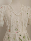 Niulatu A line V Neckline Lace Tulle Floral Dinner Party Dresses Birthday Outfits SD390