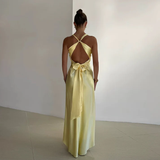 Niulatu V Neck Backless Long Prom Dress Green Evening Gown HZ1007