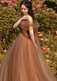 Niulatu A-line Tulle Straps Long Formal Gown Tulle Party Dresses Evening Dresses HZ1007