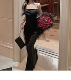 Niulatu Spaghetti Straps White Mermaid Evening Dress Long Prom Dress HZ1007