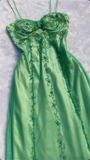 Niulatu Green Tulle Beaded Long Prom Evening Dress HZ1007