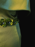 Niulatu Olive Green Satin Off The Shoulder Slit Prom Dress Slit Mermaid Evening Dress HZ1007