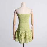 Niulatu Sheath Strapless Blue Lace Vacation Dress Short Birthday Dresses SD173