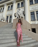 Niulatu Strapless Ruffle Slit Party Evening Dress HZ1007