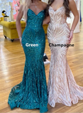 Niulatu Spaghetti Straps Mermaid Evening Dress Long Prom Dress HZ1007