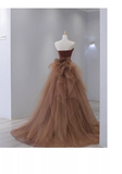 Niulatu Mermaid Strapless Brown Floor Length Prom Dress HZ1110