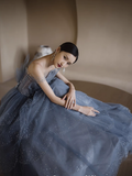 Niulatu A line Spaghetti Straps Grey Blue Floor Length Prom Dresses HZ1110