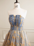 Niulatu Gown Strapless Floor Length Blue Long Prom Dresses Sweet 16 Dress HZ1110