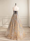 Niulatu Gown Strapless Floor Length Blue Long Prom Dresses Sweet 16 Dress HZ1110