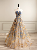 Niulatu Gown Strapless Floor Length Blue Long Prom Dresses Sweet 16 Dress HZ1110