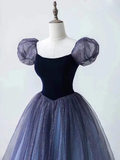Niulatu Ball Gown Floor Length Short Sleeves Tulle Prom Dress HZ1110