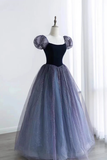 Niulatu Ball Gown Floor Length Short Sleeves Tulle Prom Dress HZ1110