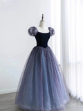 Niulatu Ball Gown Floor Length Short Sleeves Tulle Prom Dress HZ1110