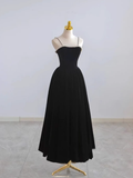 Niulatu A line Knee Length Sleeveless Velvet Black Prom Dress HZ1110