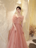 Niulatu Gown Sleeveless Pink Tulle Prom Dress HZ1110