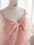 Niulatu Gown Sleeveless Pink Tulle Prom Dress HZ1110