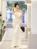Niulatu Mermaid Sweetheart White Satin Wedding Dresses HZ1110