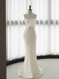 Niulatu Mermaid Sweetheart White Satin Wedding Dresses HZ1110