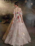 Niulatu A line Off The Shoulder Tulle Floral Wedding Dresses HZ1110