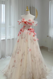 Niulatu A line Off The Shoulder Tulle Floral Wedding Dresses HZ1110