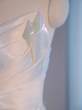 Niulatu High Low Spaghetti Straps Satin White Wedding Dresses HZ1110