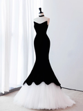 Niulatu Sleeveless Black Tulle Velvet Prom Dress HZ1110