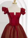 Niulatu Ball Gown Red Tulle Prom Dress HZ1110
