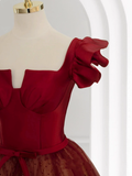 Niulatu Ball Gown Red Tulle Prom Dress HZ1110