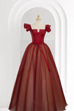Niulatu Ball Gown Red Tulle Prom Dress HZ1110