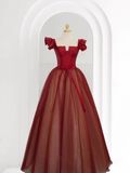 Niulatu Ball Gown Red Tulle Prom Dress HZ1110