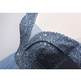 Niulatu Ball Gown Blue Tulle Prom Dress HZ1110