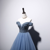 Niulatu Ball Gown Blue Tulle Prom Dress HZ1110