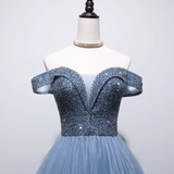 Niulatu Ball Gown Blue Tulle Prom Dress HZ1110