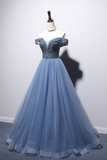Niulatu Ball Gown Blue Tulle Prom Dress HZ1110