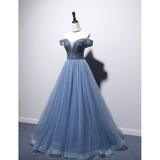 Niulatu Ball Gown Blue Tulle Prom Dress HZ1110
