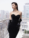 Niulatu Mermaid Strapless Sequin Long Prom Dresses HZ1110