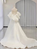 Niulatu Sweetheart Neck Satin White Long Wedding Dresses HZ1110