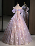 Niulatu Gown Sweetheart Neck Tulle Lace Purple Long Sweet 16 Dresses HZ1110