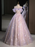 Niulatu Gown Sweetheart Neck Tulle Lace Purple Long Sweet 16 Dresses HZ1110