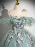 Niulatu Gown Off Shoulder Tulle Lace Green Long Sweet 16 Dresses HZ1110
