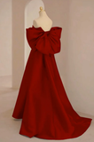 Niulatu Sweetheart Neck Satin Red Long Prom Dress HZ1110