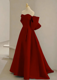 Niulatu Sweetheart Neck Satin Red Long Prom Dress HZ1110