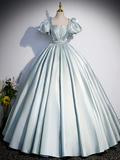 Niulatu Gown Light Sky Blue Satin Long Sweet 16 Dresses HZ1110