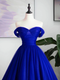Niulatu Sweetheart Neck Tulle Royal Blue Long Prom Dress HZ1110