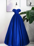 Niulatu Sweetheart Neck Tulle Royal Blue Long Prom Dress HZ1110